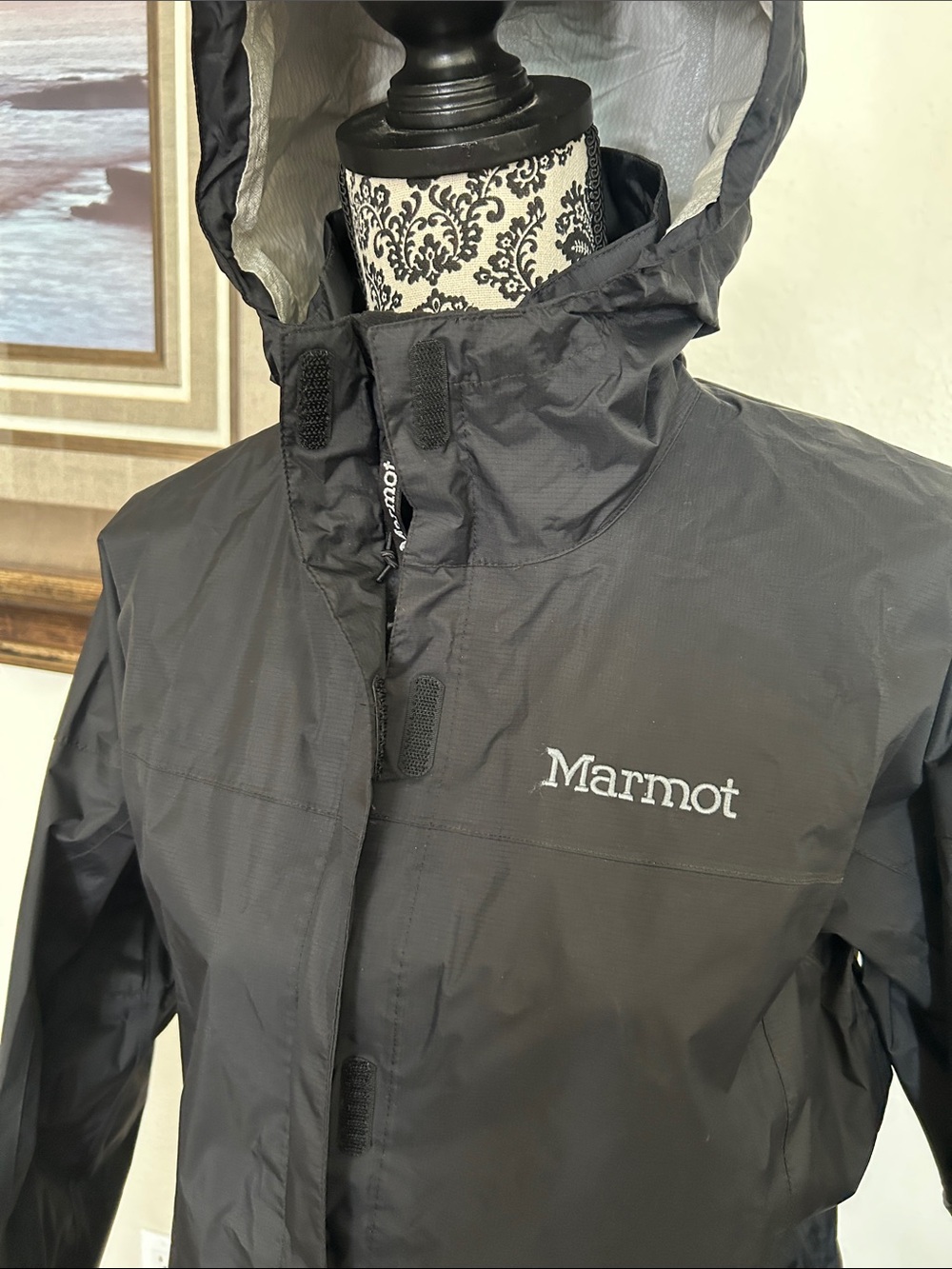 Marmot Women's Precip Eco Black Hooded Waterproof Jacket - Picture 2 of 9